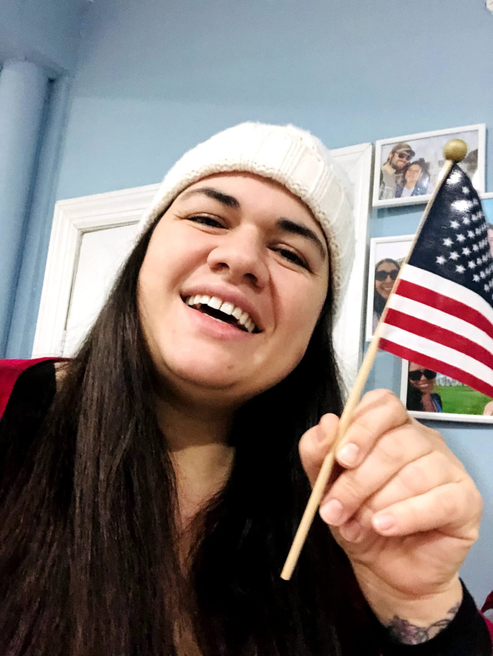 Macela Santos.USA flag