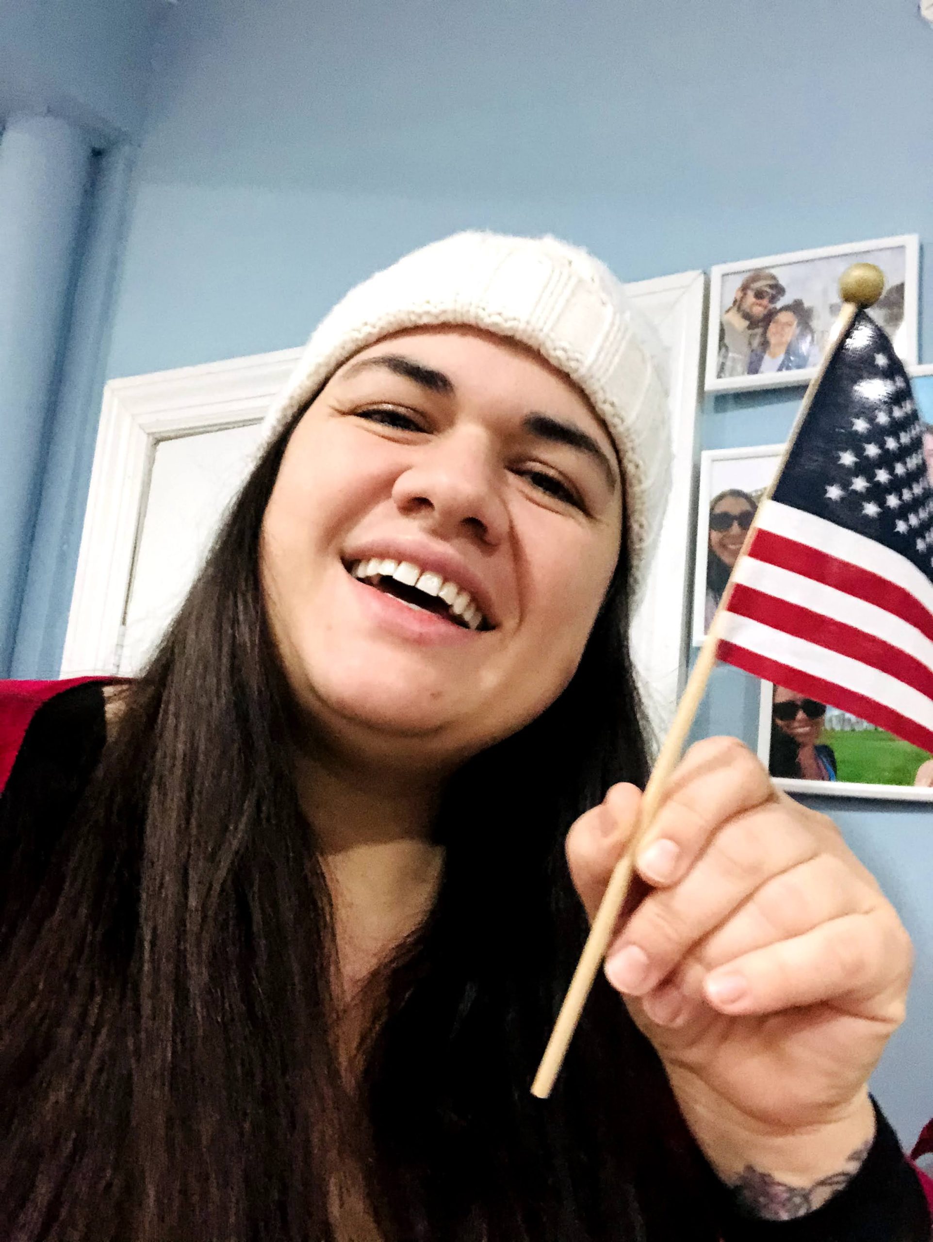 Macela Santos.USA flag